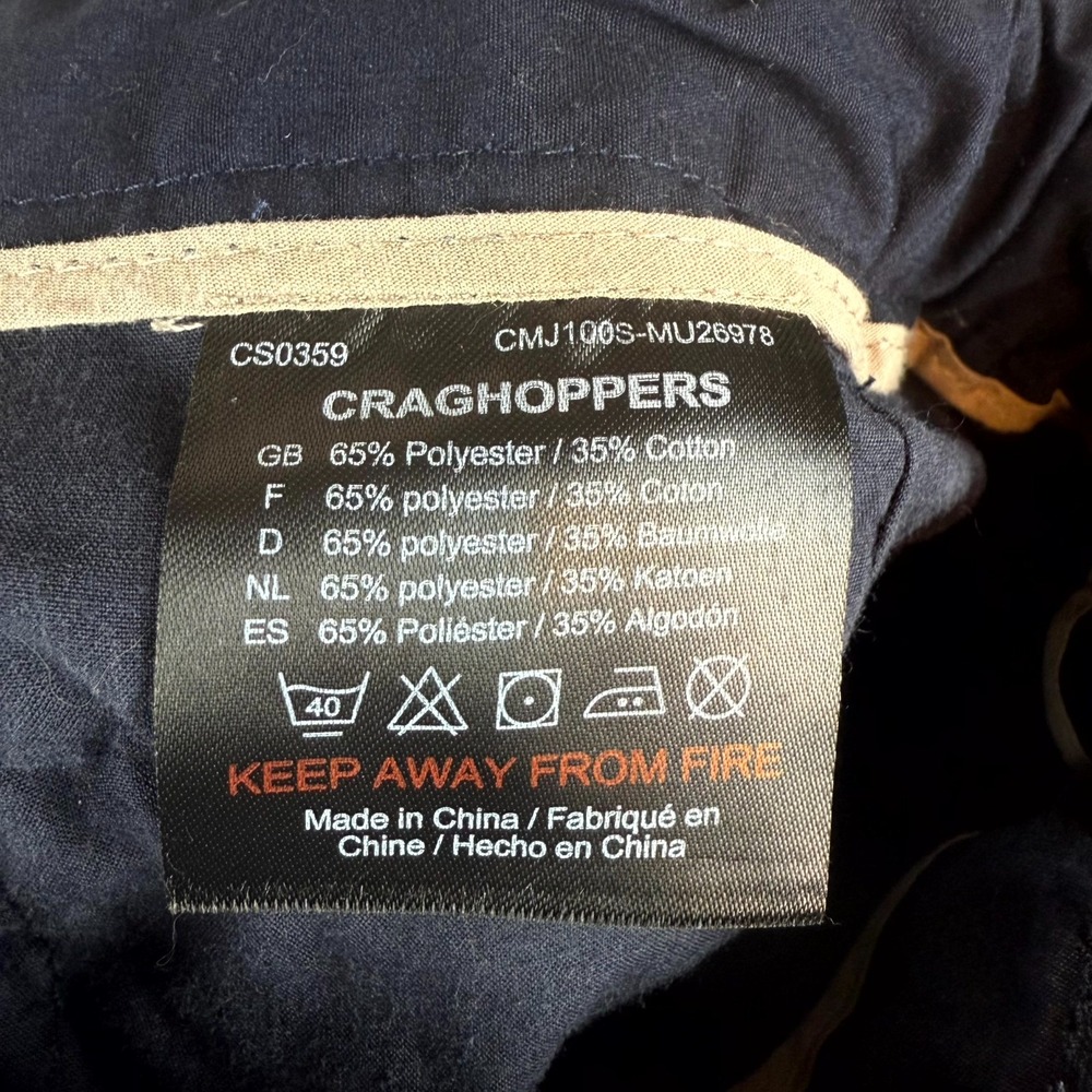 Craghoppers Kiwi Classic Pants Men 38S Black Cotton Cargo Pockets Hiking Outdoor - Picture 9 of 12